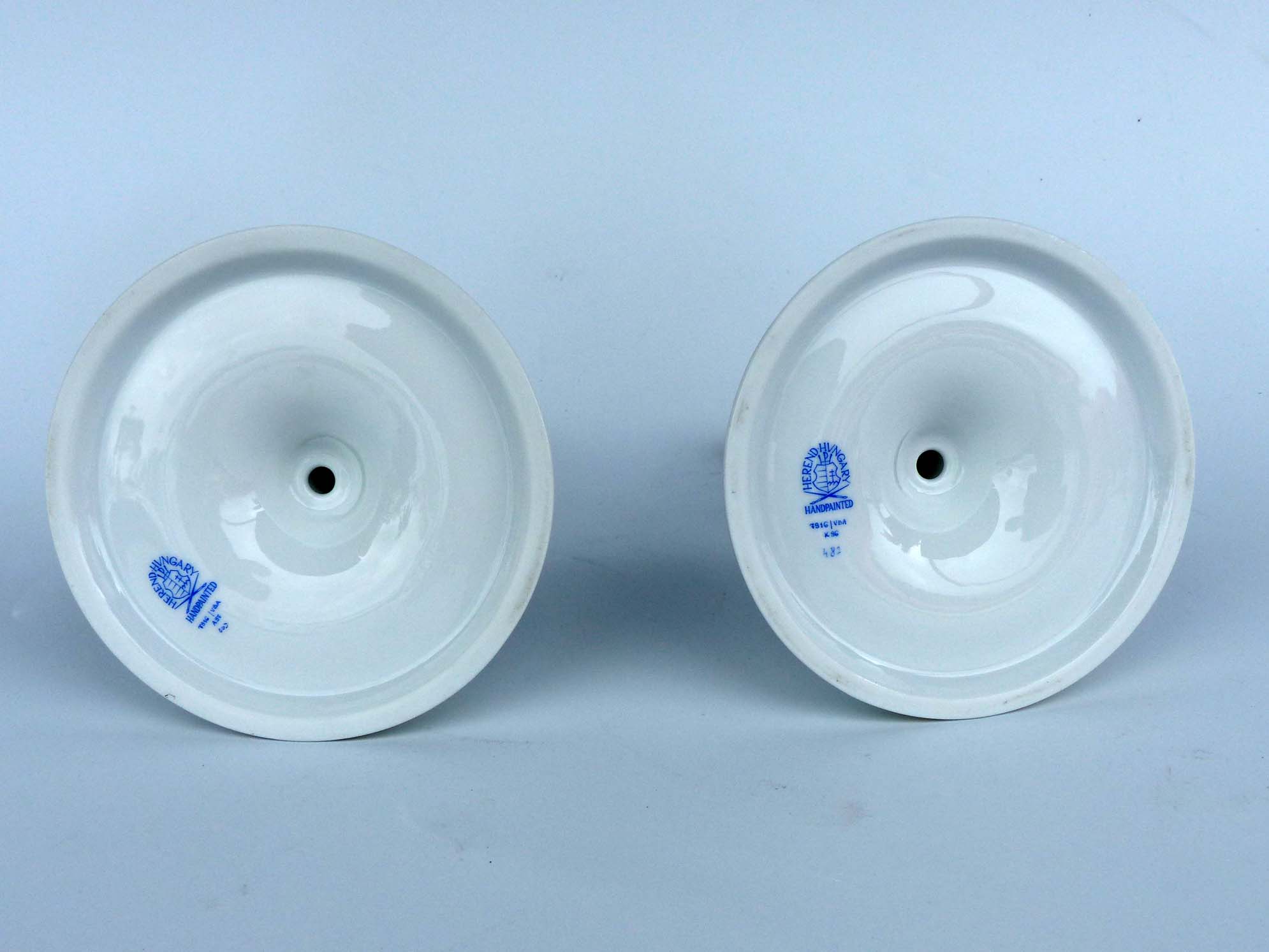 Herend Hungary Porcelain Candlesticks Queen Victoria Modernism